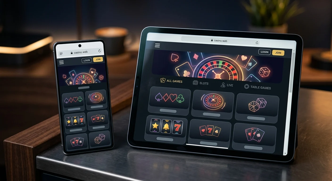 Online casino website displayed in a smartphone browser