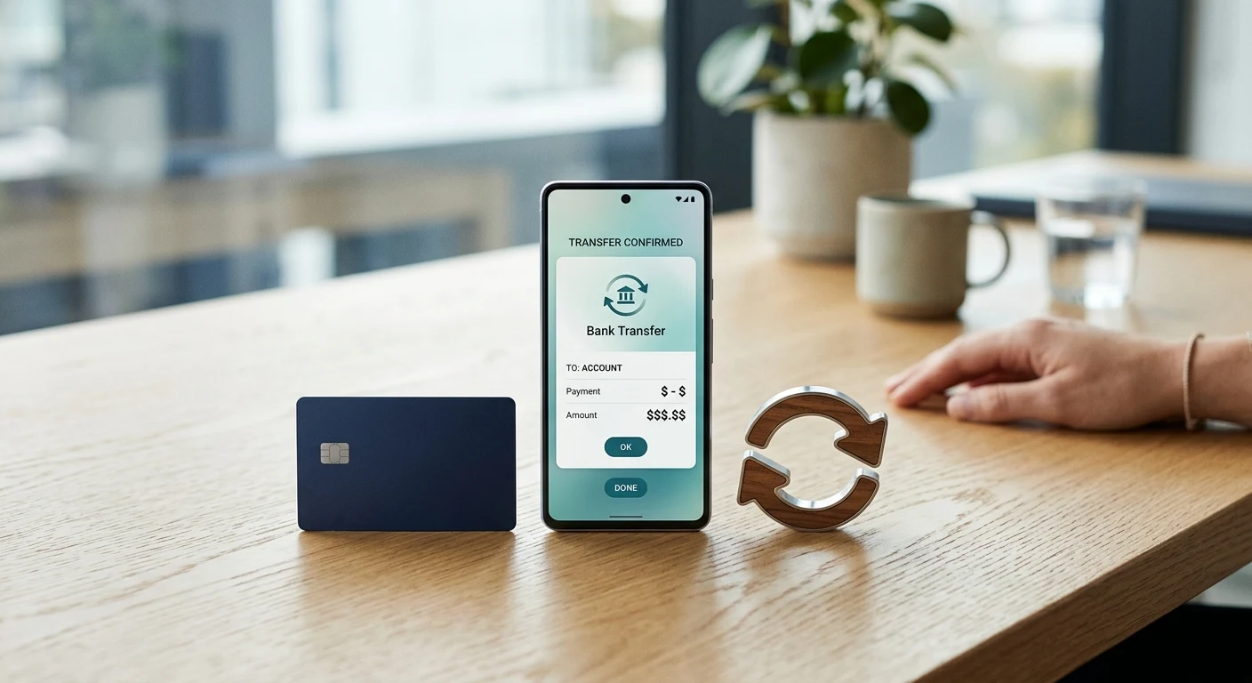 Australian dollar payment options shown with a phone, bank transfer and payment card
